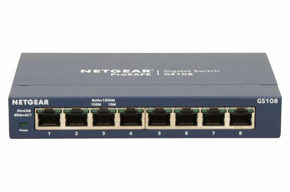Šakotuvas Netatmo Netgear Switch GS108GE Nevaldomas, Stalinis kompiuteris, 1 Gbps (RJ-45) jungtys kiekis 8, Maitinimo tipas Išorinis