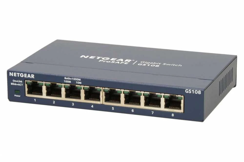 Šakotuvas Netatmo Netgear Switch GS108GE Nevaldomas, Stalinis kompiuteris, 1 Gbps (RJ-45) jungtys kiekis 8, Maitinimo tipas Išorinis