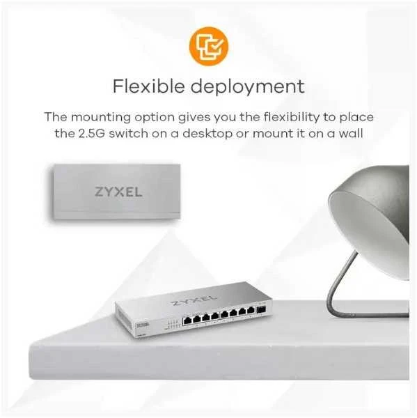 Šakotuvas ZYXEL XMG-108 8 PORTS 2,5G + 1 SFP+ DESKTOP MULTIGIG UNMANAGED SWITCH (2Y WARRANTY)