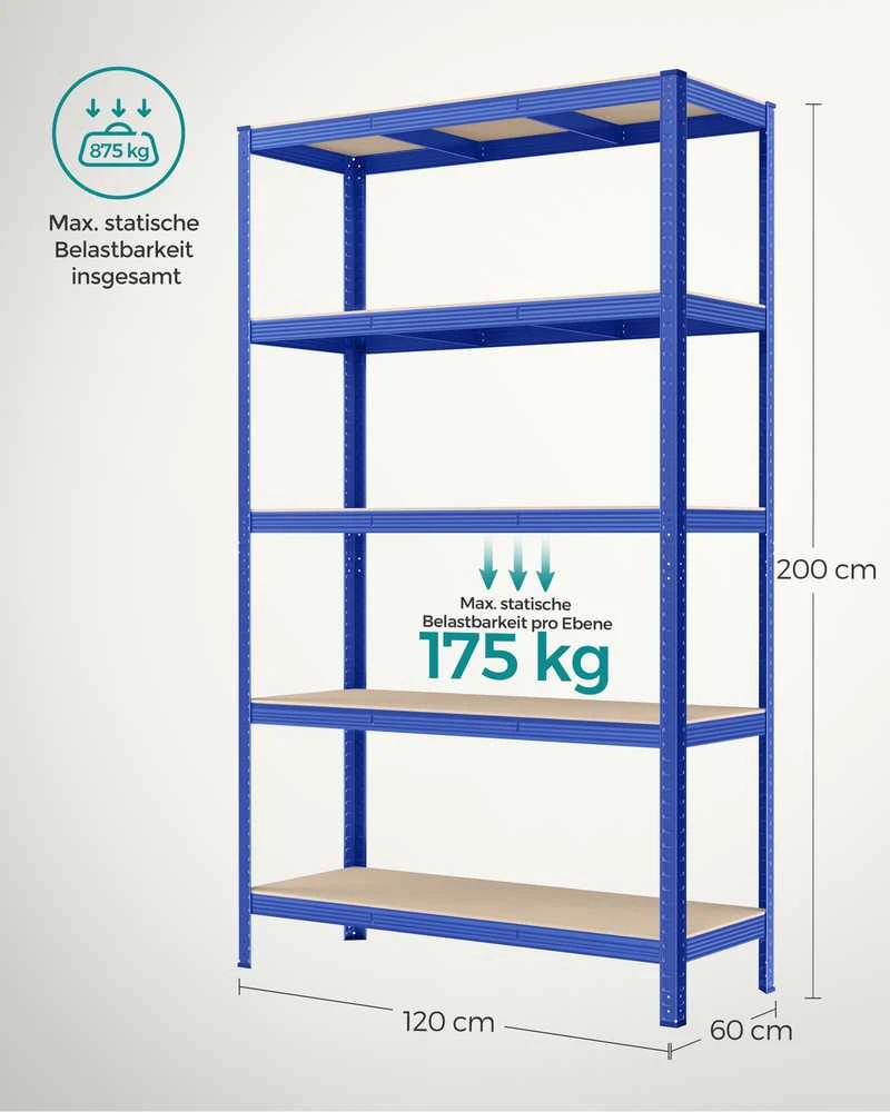 Songmics Didelio atsparumo lentynos gali atlaikyti iki 875 kg apkrovą