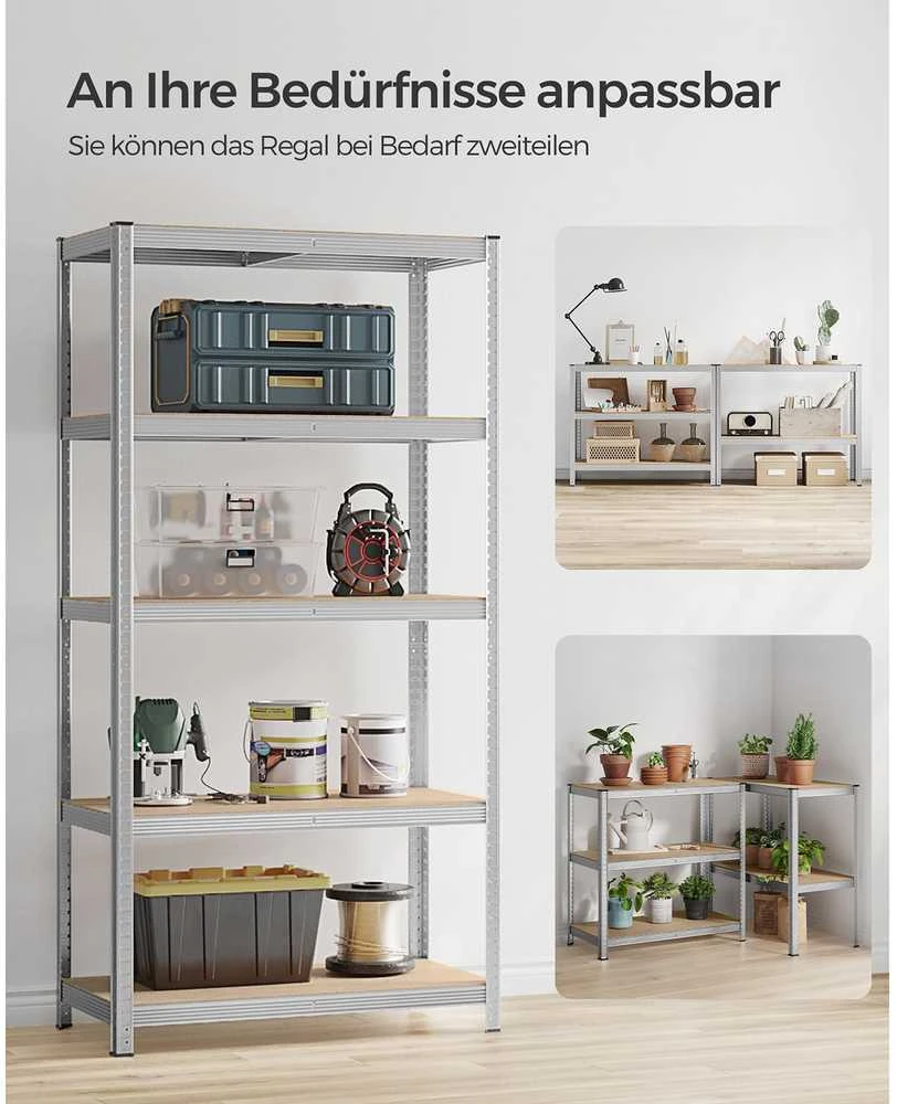 Sandėliavimo lentynos SONGMICS 2 vnt. 200 x 100 x 50 cm sidabrinės