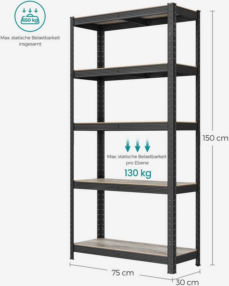 Songmics Sandėliavimo lentynų rinkinys 2 vnt., 150 cm aukščio