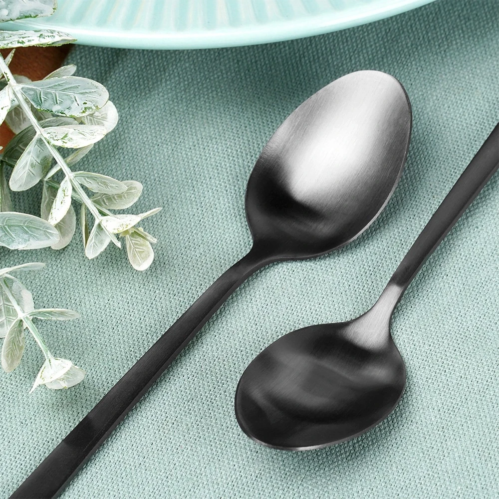 Pakabinamas šviestuvas Get It Theelepels Edelstaal Zwart 4 stuks - Theelepeltjes - Koffielepel - Theelepel - Lepels Set - Dinerlepels - Dessertlepels