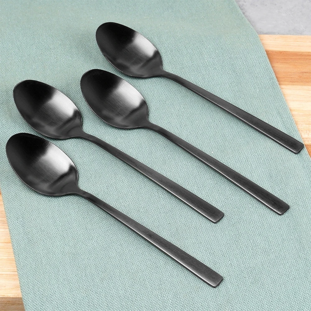 Pakabinamas šviestuvas Get It Theelepels Edelstaal Zwart 4 stuks - Theelepeltjes - Koffielepel - Theelepel - Lepels Set - Dinerlepels - Dessertlepels
