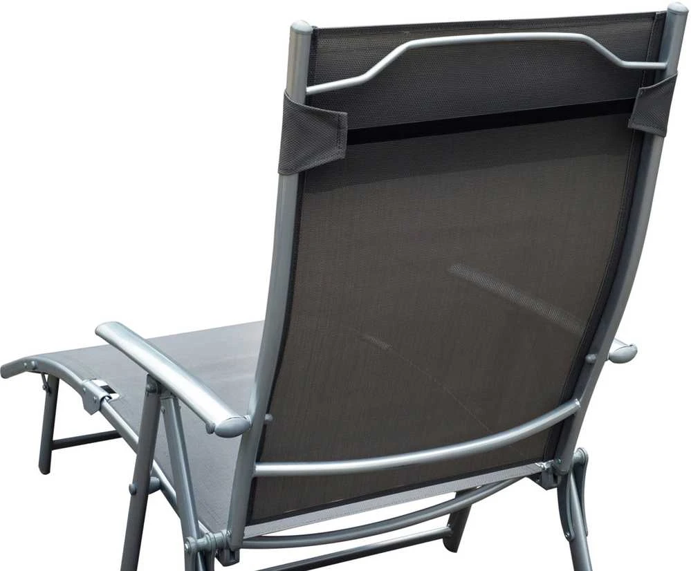 „Outsunny“ sodo gultas, sulankstomas reguliuojamas krėslas su pagalve, pilkas metalas ir pilkas audinys, 137 x 63,5 x 100,5 cm