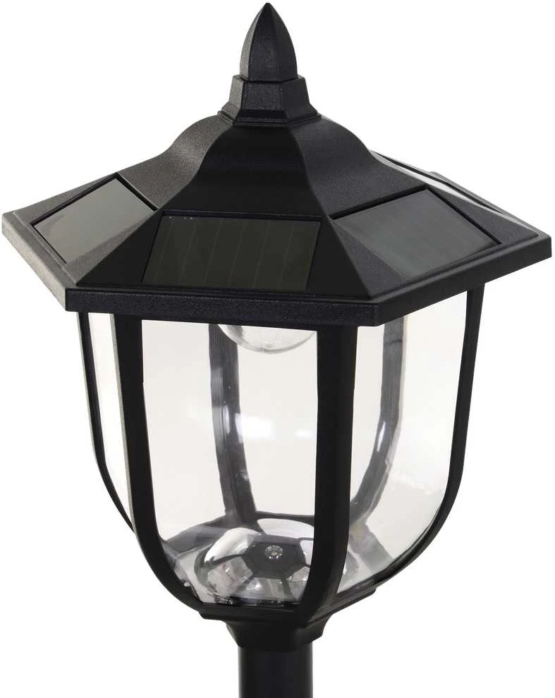 Outsunny saulės energija veikiantis sodo šviestuvas, LED sodo žibintas su 30/60 liumenų, plastikas, juodas, Ø26,5 x A177 cm