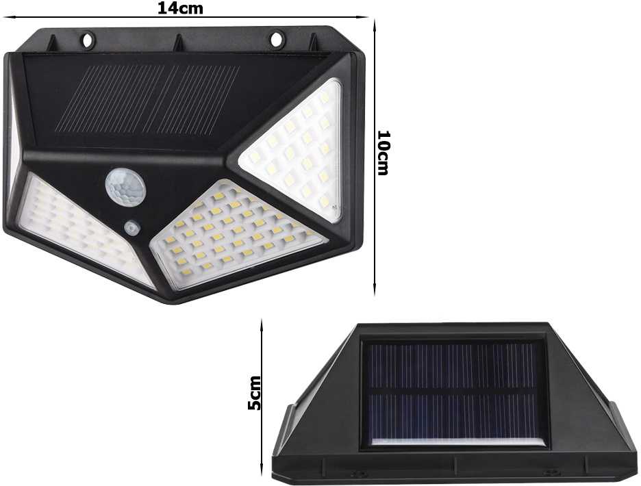 Saulės lempa 100 LED su judesio ir prietemos jutikliais