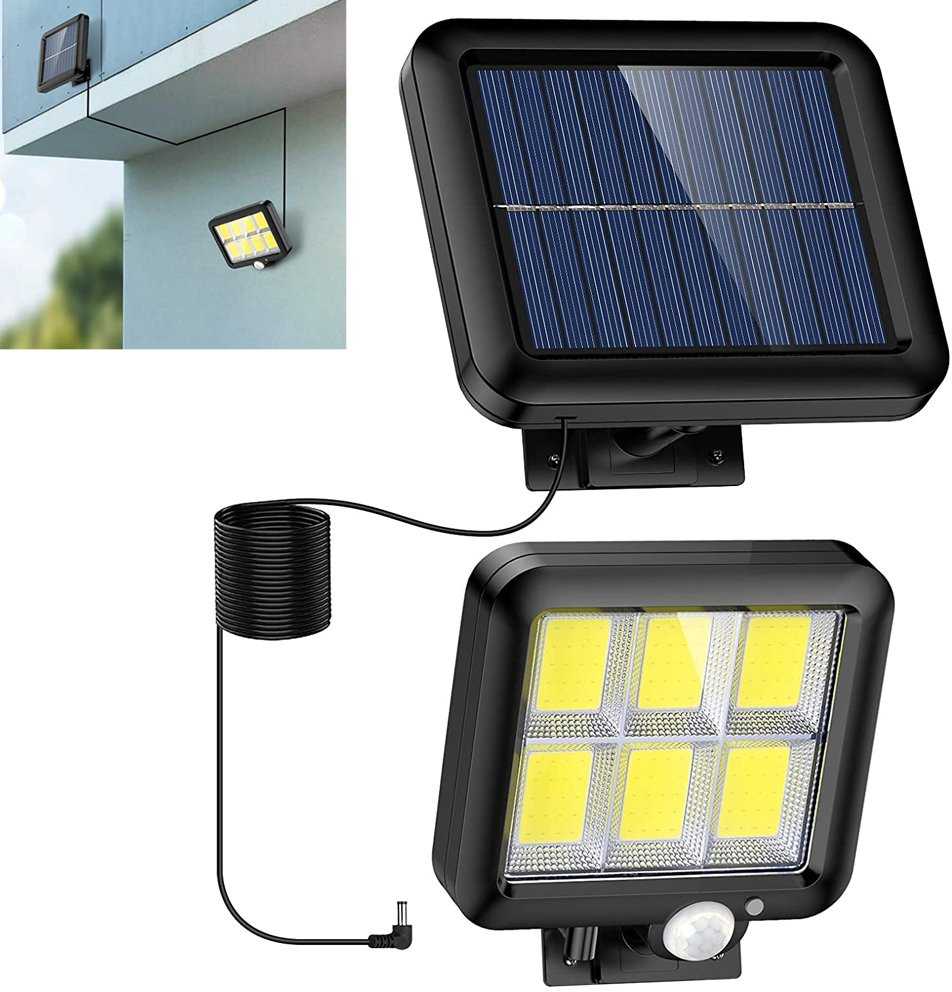 Saulės lempa su judesio ir prieblandos jutikliais, 120 LED