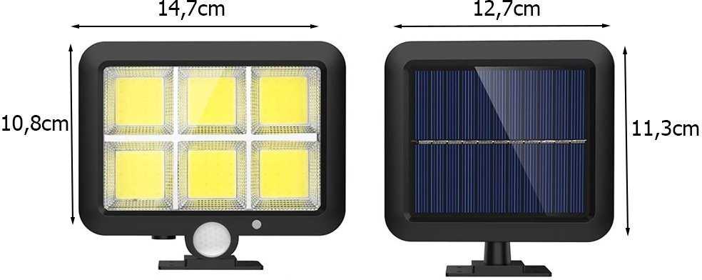 Saulės lempa su judesio ir prieblandos jutikliais, 120 LED