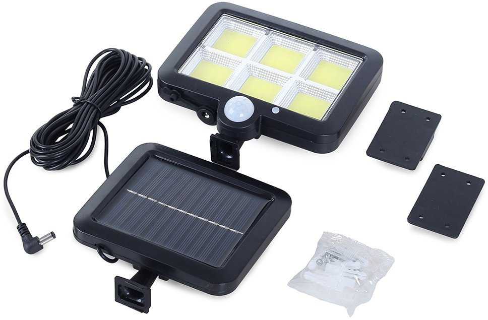 Saulės lempa su judesio ir prieblandos jutikliais, 120 LED