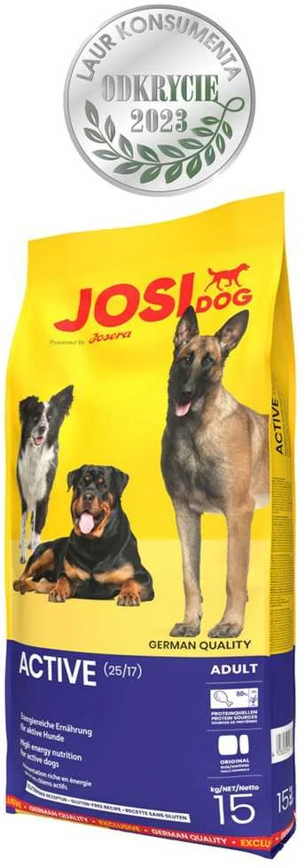 JosiDog Active Visavertis ėdalas suaugusiems aktyviems šunims, 15kg
