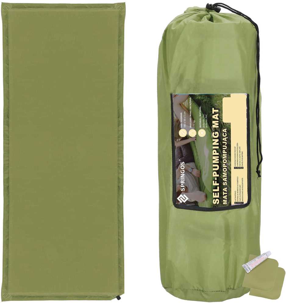 Savaime prisipučiantis kilimėlis Springos PM046 180 cm žalias