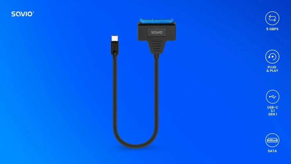 Išorinis Kietojo Disko Adapteris - Savio Ak-69 USB-C 3.1 į SATA Adapteris