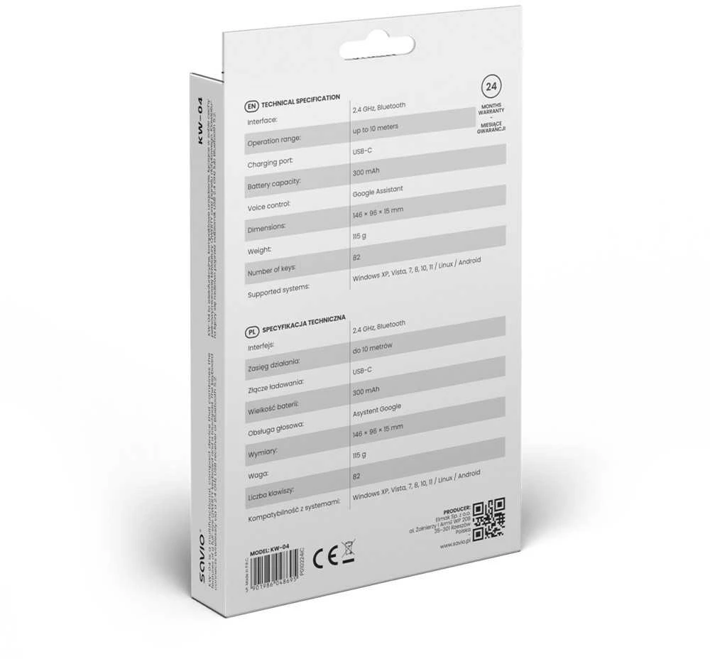 Savio SAVMKW-04 mobile device klaviatūra QWERTY US English USB Type-C Juodas