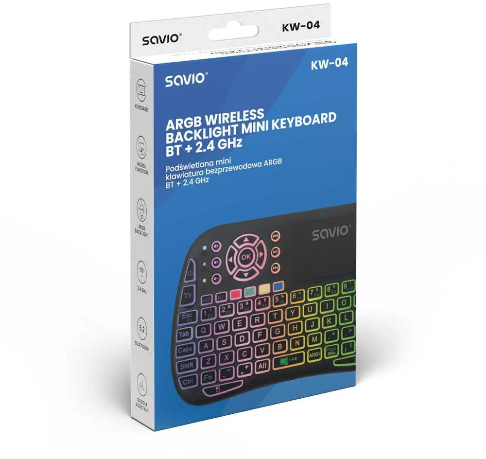 Savio SAVMKW-04 mobile device klaviatūra QWERTY US English USB Type-C Juodas