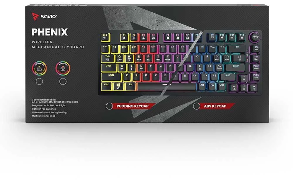 Belaidė Klaviatūra - SAVIO PHENIX Gateron Geltona Pro ABS