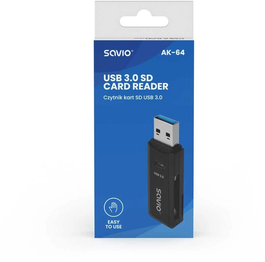 SAVIO SD kortelių skaitytuvas, USB 3.0, AK-64