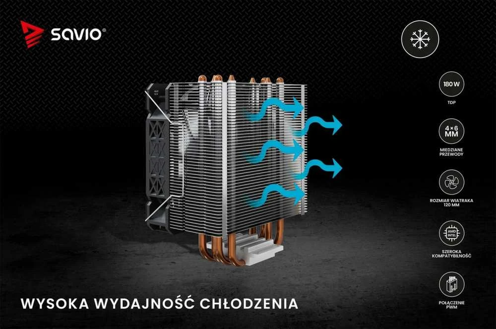 Savio Vortex X2 aušintuvas su oro srauto schema