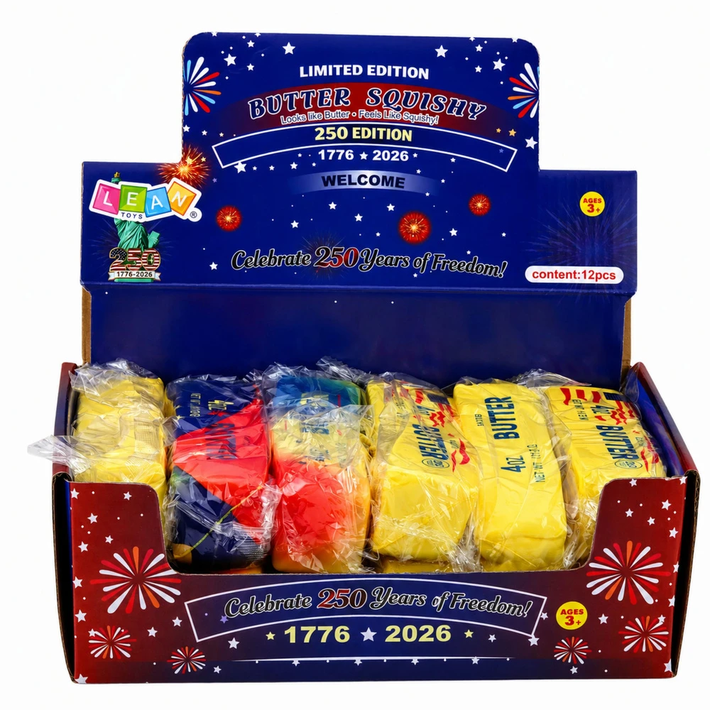 Lean Toys Sensorinis spaudomas žaislas sviesto kubelio formos, kvapnus, 13,5 × 4 × 4 cm