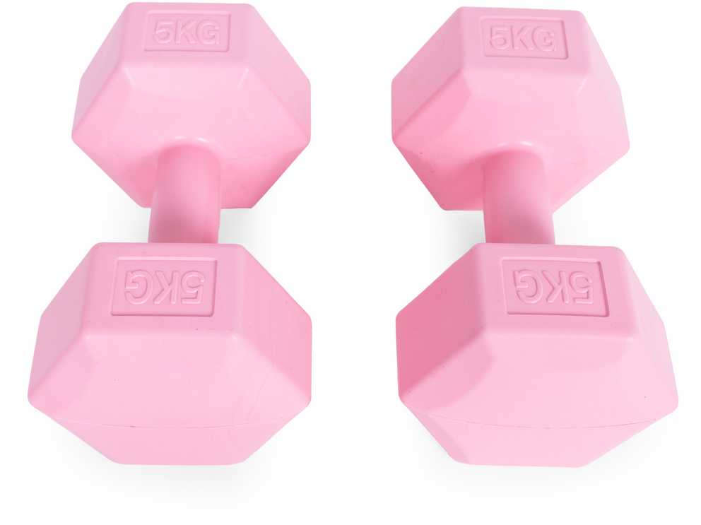 Šešiakampiai hanteliai, 2x5 kg, treniruokliai, rožiniai, ModernHome