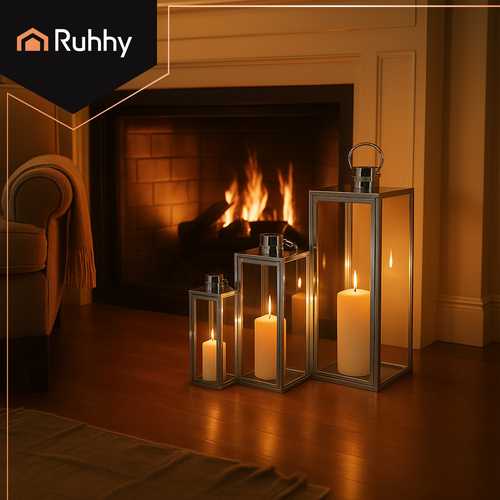 Sidabrinis lanterns 38/49/63cm 3pcs Ruhhy 26477