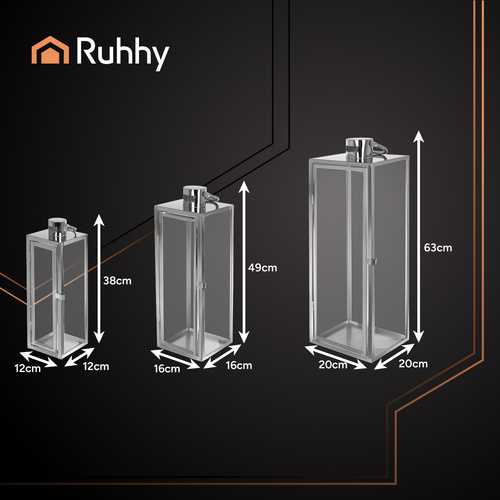 Sidabrinis lanterns 38/49/63cm 3pcs Ruhhy 26477