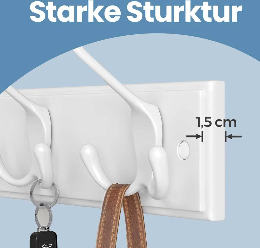 Sieninė drabužių kabykla SONGMICS, 40x11 cm, balta
