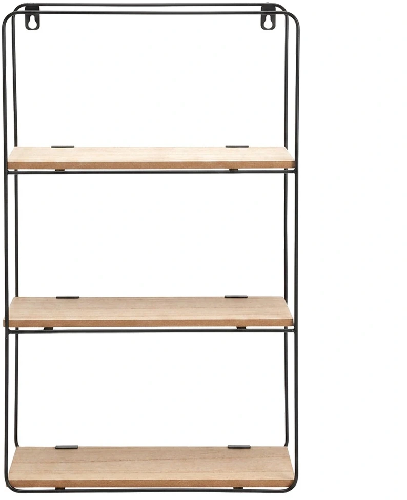 Home Styling Collection Sieninė metalinė lentyna, 3 lygių, juoda, 30 x 10 x 50 cm