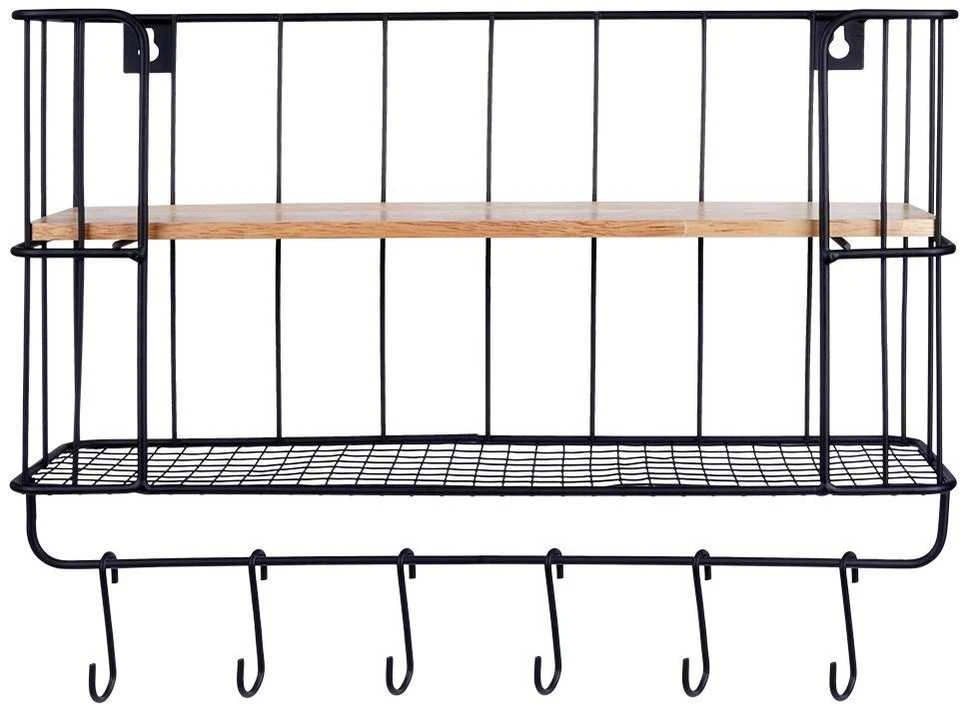 Vilde metalinė virtuvės lentyna su pakabomis 41x12x25,5 cm