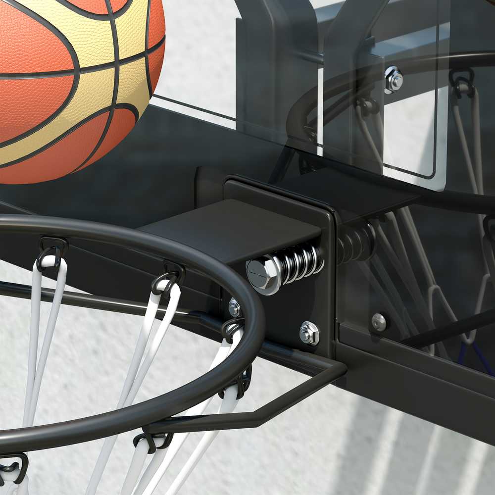 SPORTNOW krepšinio lenta su lanku, skirta naudoti lauke ir patalpose, Ø45 cm plieno lankas su tinkleliu, tvirtinama prie sienos, krepšinio lenta suaugusiems, juoda