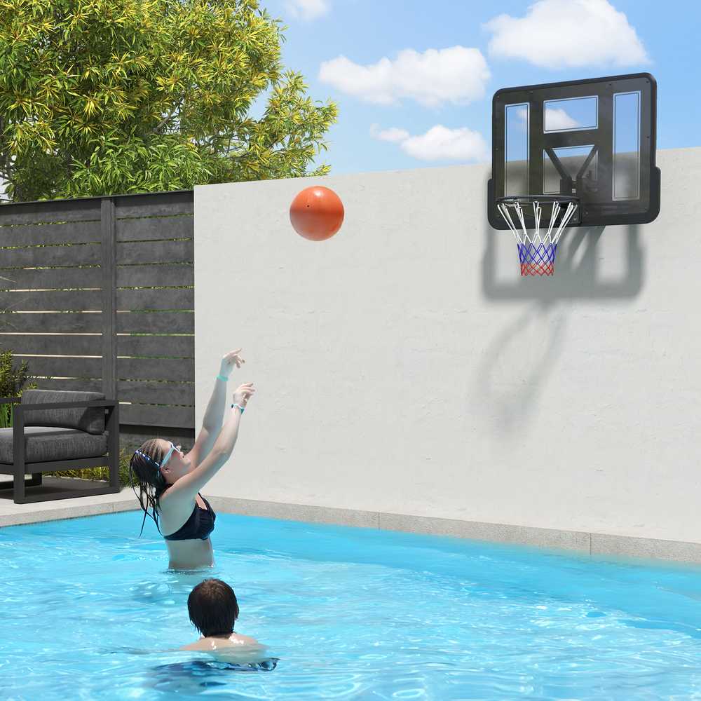 SPORTNOW krepšinio lenta su lanku, skirta naudoti lauke ir patalpose, Ø45 cm plieno lankas su tinkleliu, tvirtinama prie sienos, krepšinio lenta suaugusiems, juoda