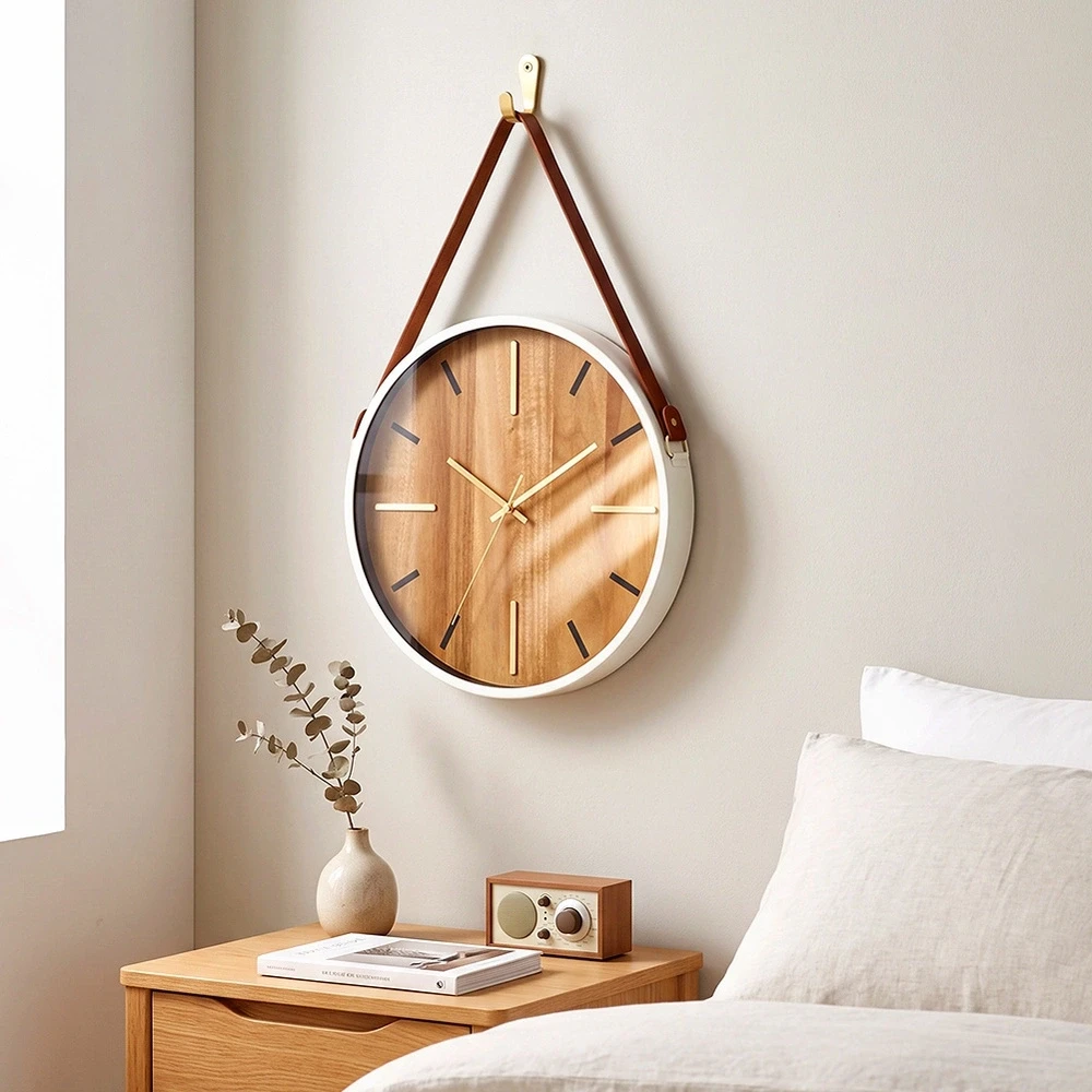 Home Styling Collection Sieninis laikrodis su dekoratyviniu dirželiu, rudas, 38 × 38 cm