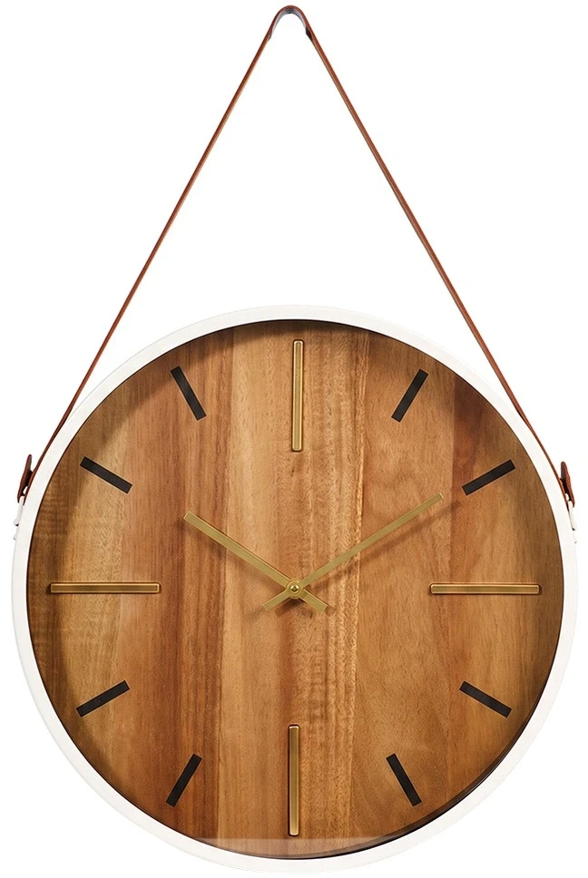 Home Styling Collection Sieninis laikrodis su dekoratyviniu dirželiu, rudas, 38 × 38 cm