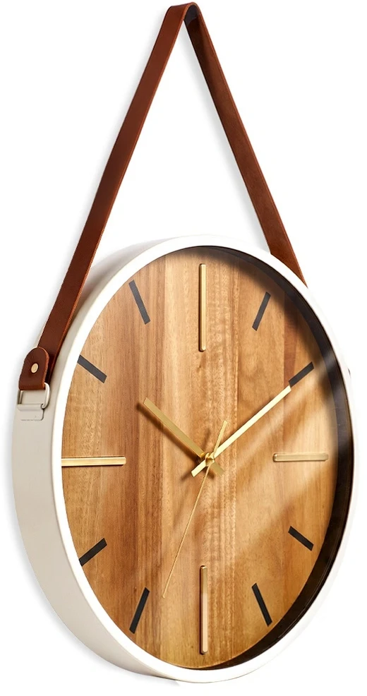 Home Styling Collection Sieninis laikrodis su dekoratyviniu dirželiu, rudas, 38 × 38 cm