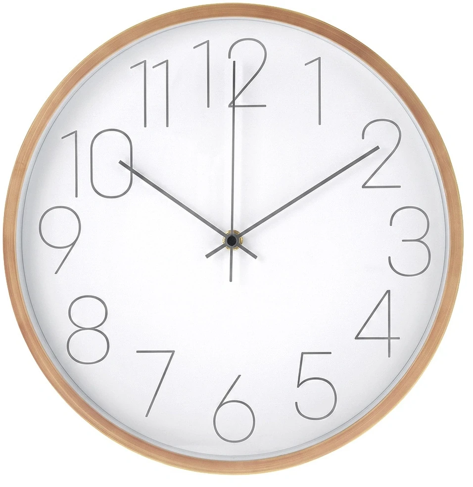 Home Styling Collection Sieninis laikrodis su medieną imituojančiu rėmu, baltas, Ø 30 cm
