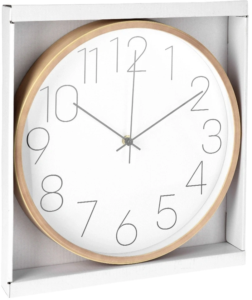 Home Styling Collection Sieninis laikrodis su medieną imituojančiu rėmu, baltas, Ø 30 cm