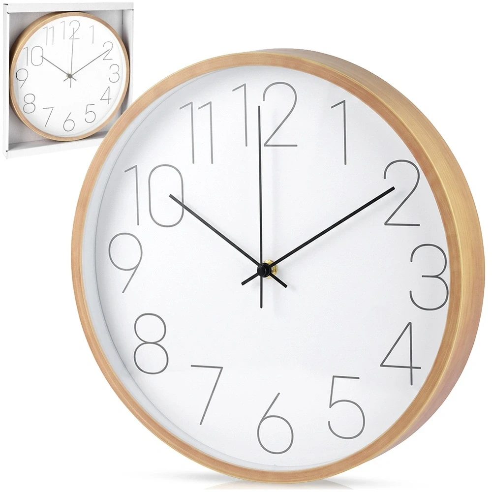 Home Styling Collection Sieninis laikrodis su medieną imituojančiu rėmu, baltas, Ø 30 cm