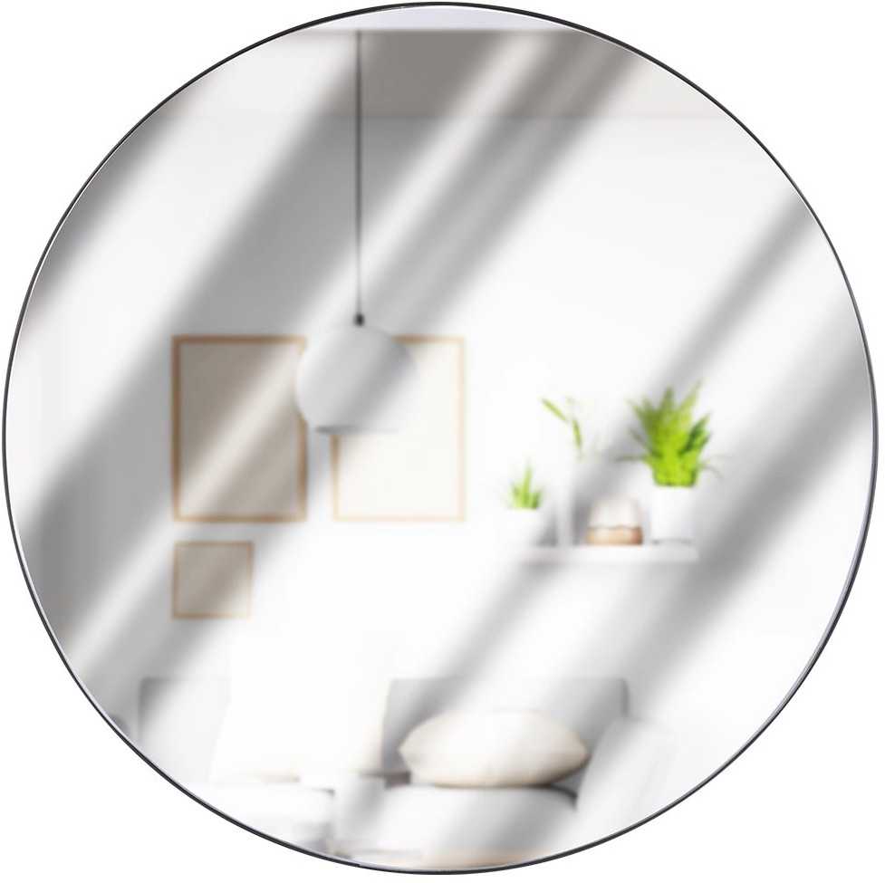 Home Styling Collection Sieninis veidrodis 55 cm juodas apvalus metalinis