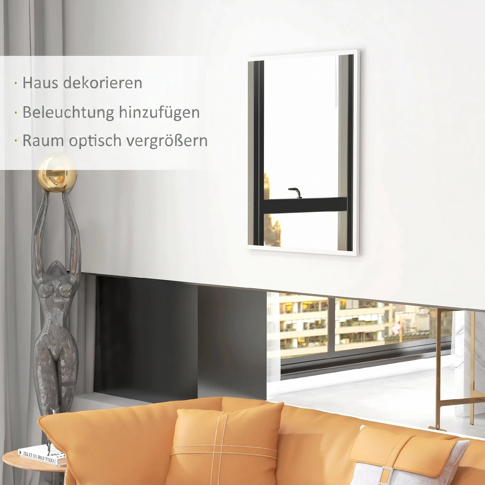 Sieninis veidrodis su MDF rėmu, baltas, 70 × 90 cm
