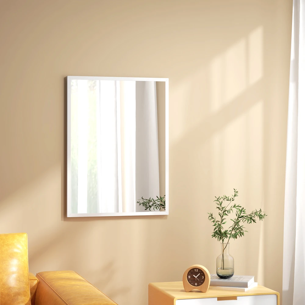 Sieninis veidrodis su MDF rėmu, baltas, 60 × 80 cm