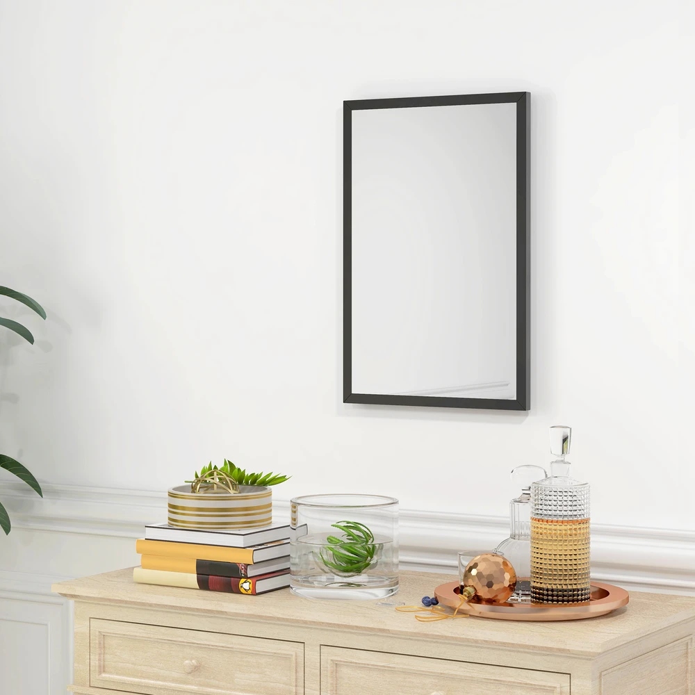 Sieninis veidrodis su MDF rėmu, juodas, 40 x 60 cm