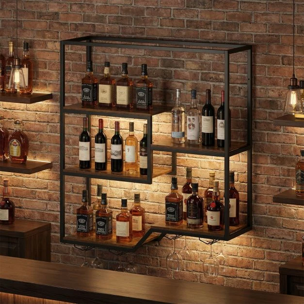Sieninis vynų stovas rudos ir juodos spalvos