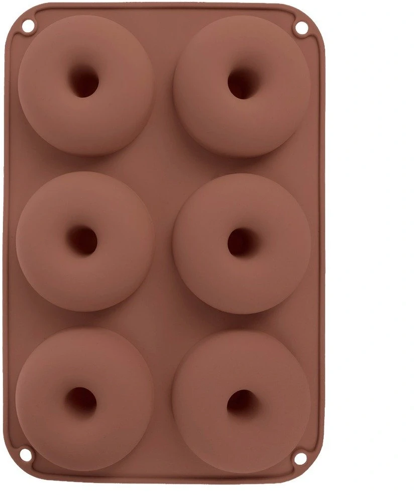 Silikoninė forma 6 spurgoms, ruda, 25,5 × 17,5 × 3,5 cm