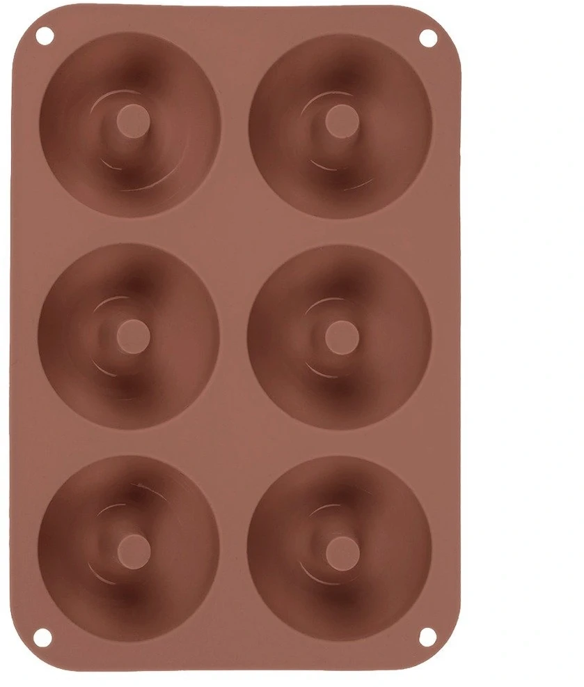 Silikoninė forma 6 spurgoms, ruda, 25,5 × 17,5 × 3,5 cm