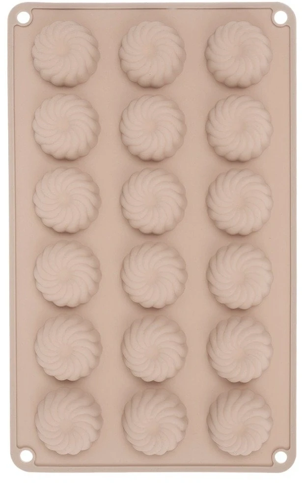 Silikoninė kepimo forma 18 mini keksiukų, smėlio spalvos, 27,5 × 17 × 1 cm