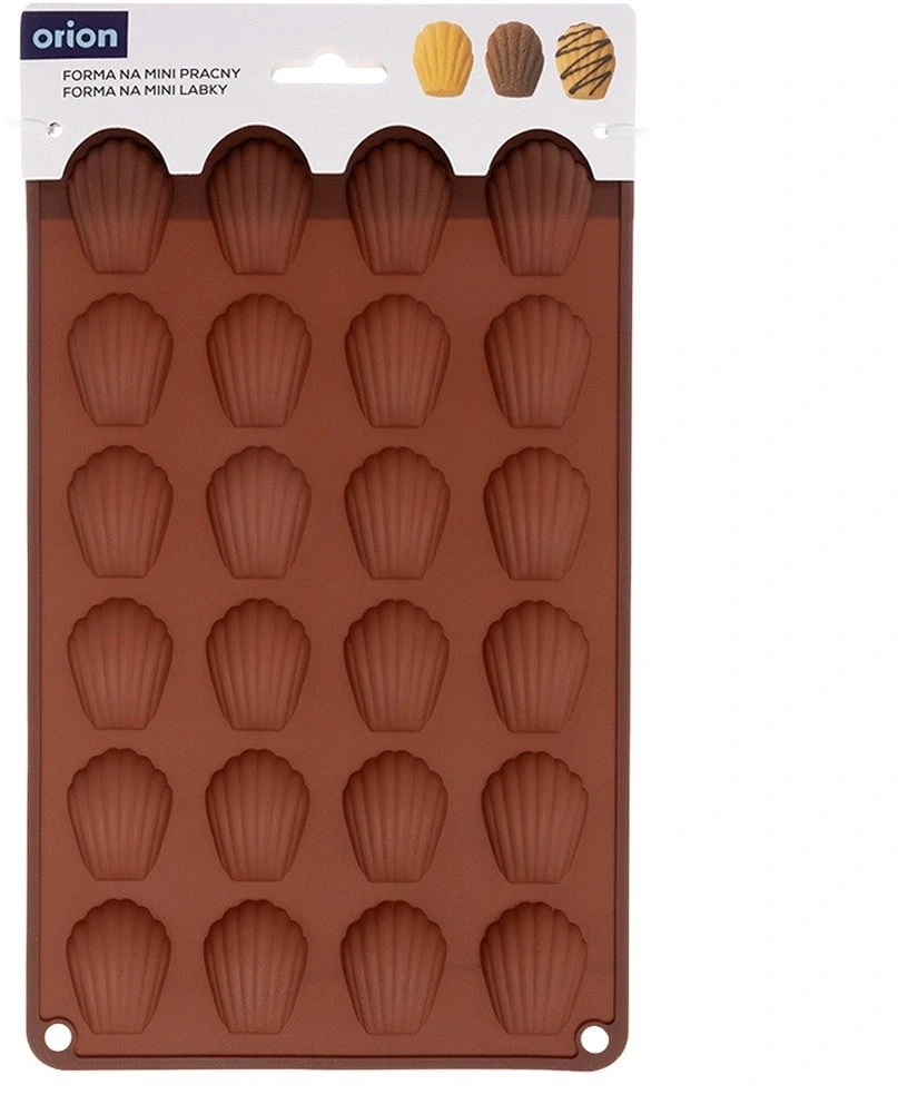 Silikoninė kepimo forma 24 kriauklių formos ertmėms, ruda, 27,5 × 17 × 1 cm