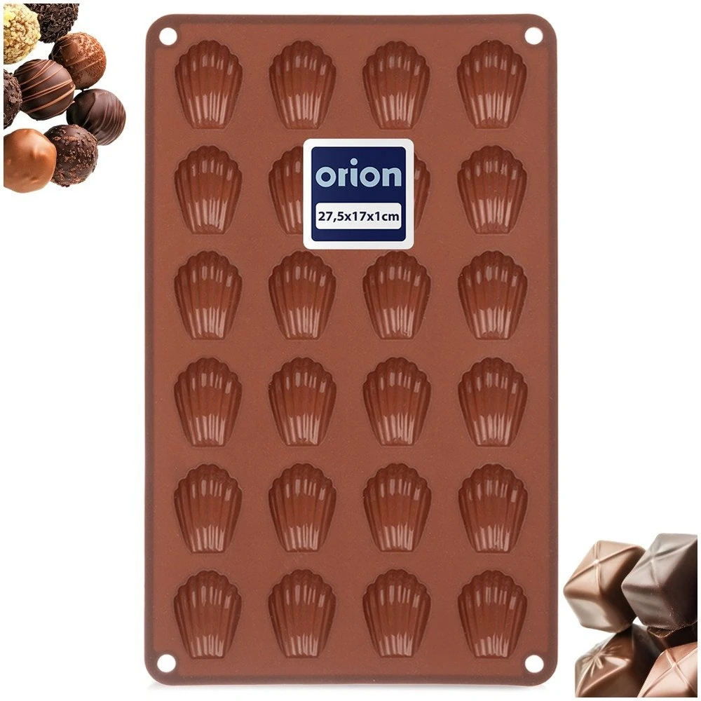 Silikoninė kepimo forma 24 kriauklių formos ertmėms, ruda, 27,5 × 17 × 1 cm