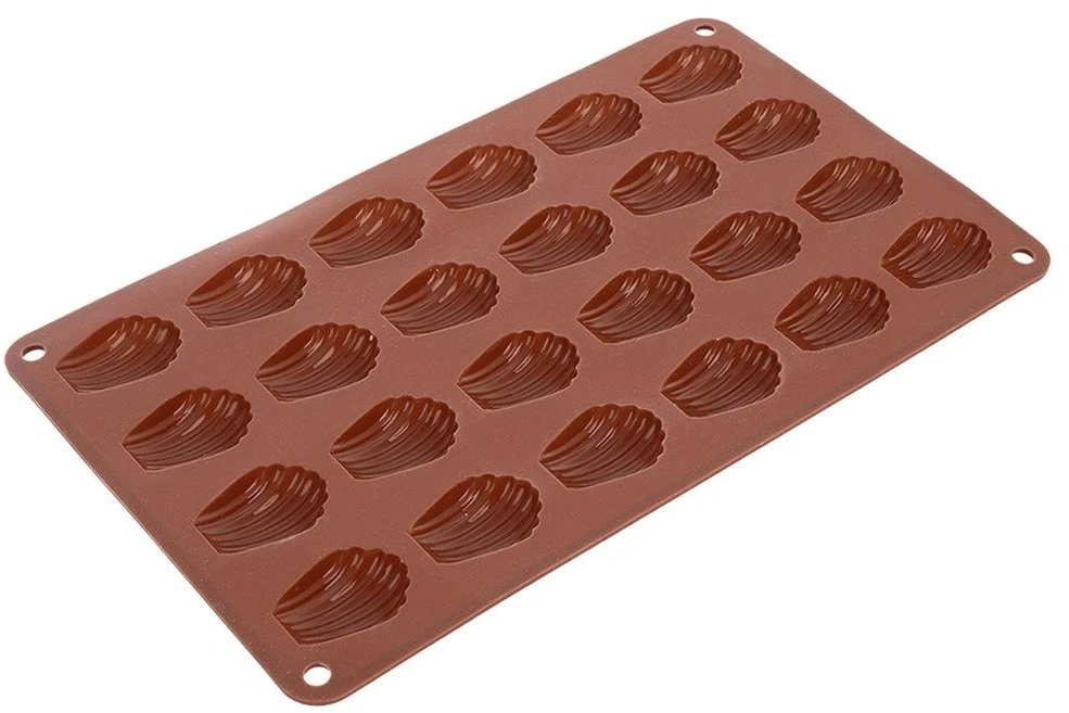 Silikoninė kepimo forma 24 kriauklių formos ertmėms, ruda, 27,5 × 17 × 1 cm