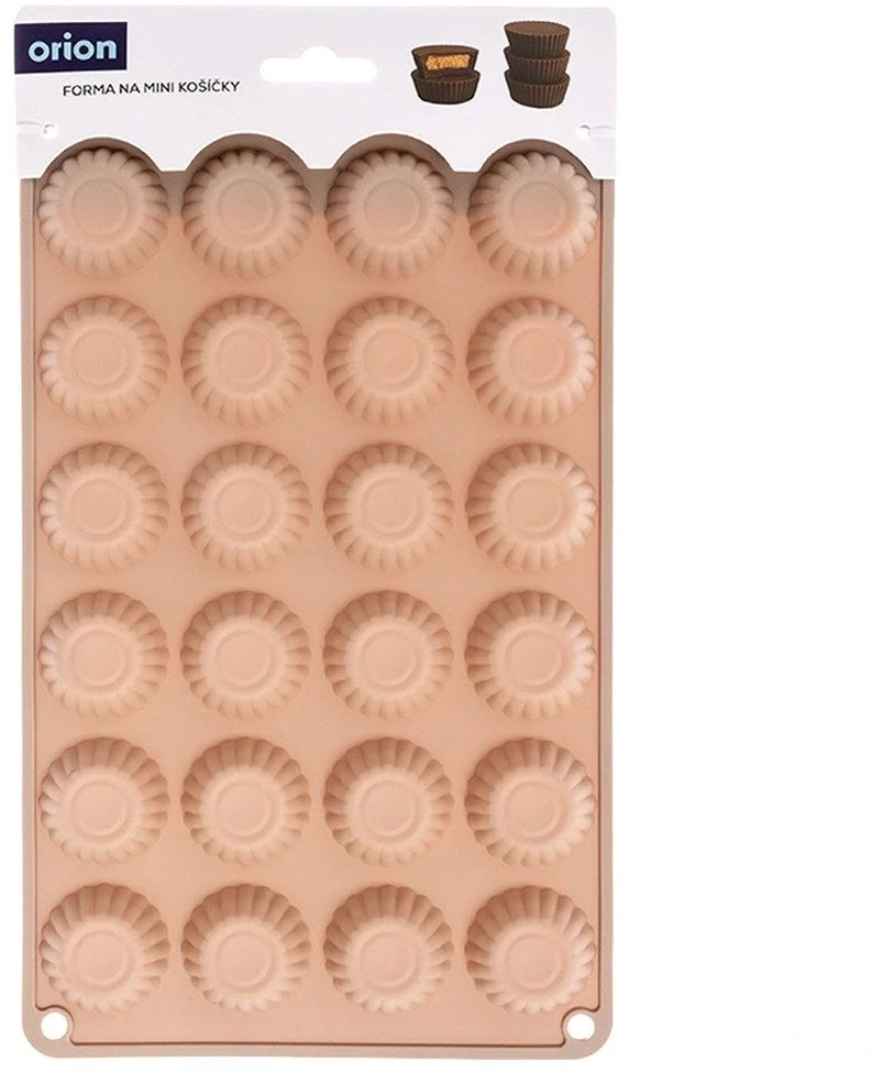 Silikoninė kepimo forma 24 mini keksiukams, smėlio spalvos, 27,5 × 17 × 1,3 cm