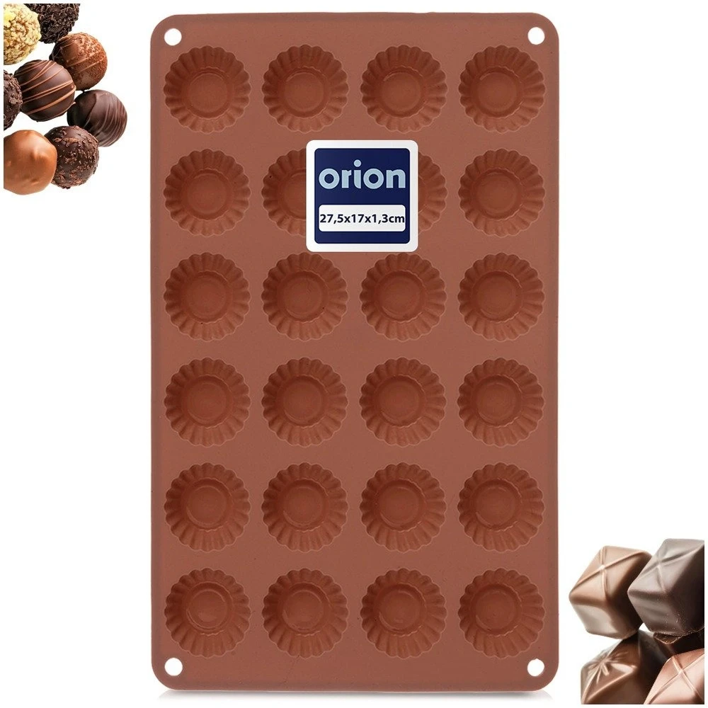 Silikoninė kepimo forma 24 mini keksiukams, ruda, 27,5 × 17 × 1,3 cm